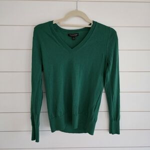 Banana Republic 100% Extra Fine Merino Wool V-Neck Sweater - Emerald Green S